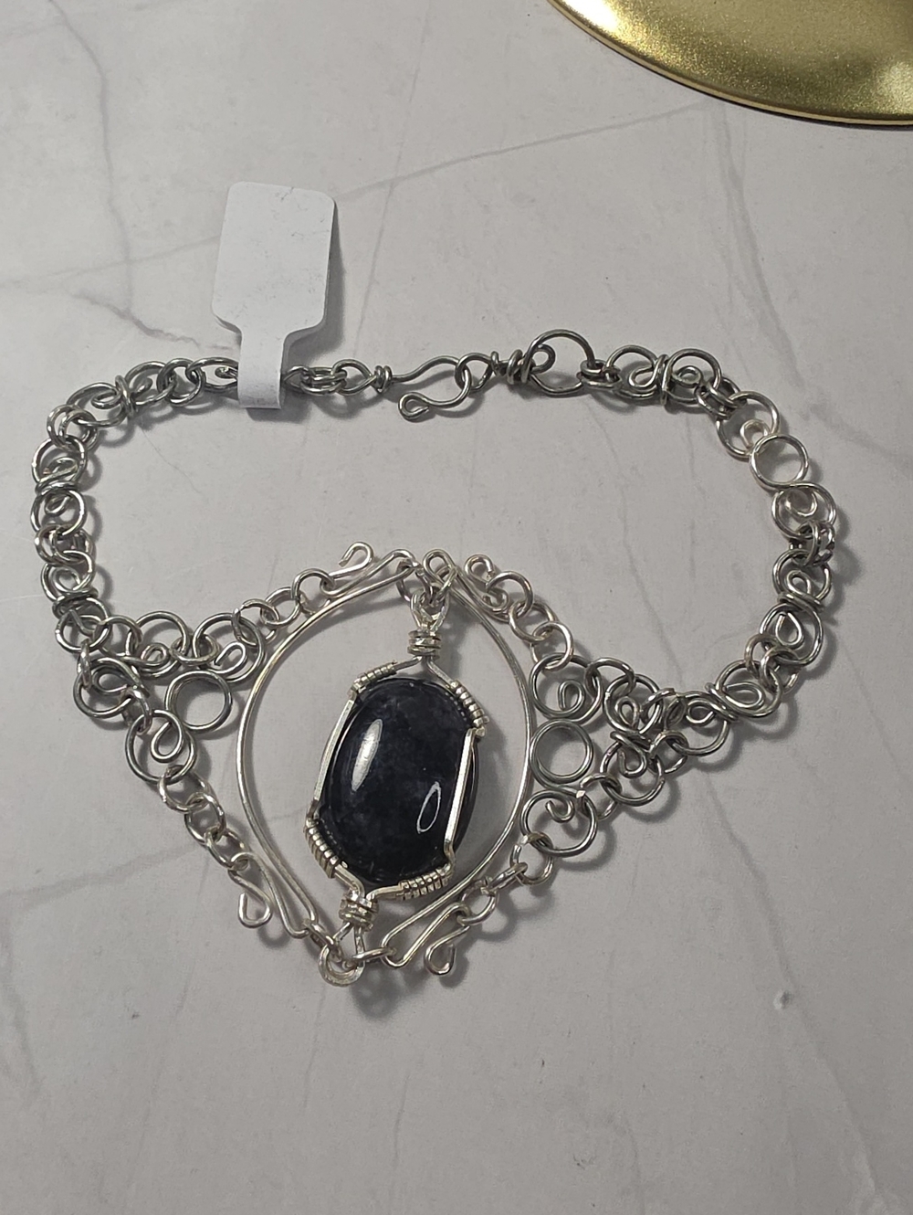 Silpada Silver Necklace with Dark Blue Stone Pendant